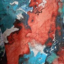 Orange & Blue Abstract Print On French Rayon S23-FRPS07