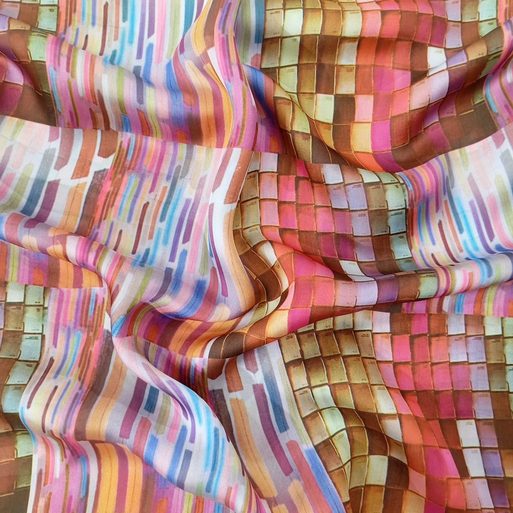 Abstract Club Print On Habutai Satin S24 HSPS03