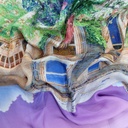 Purple House Print On Habutai Satin S24 HSPS04