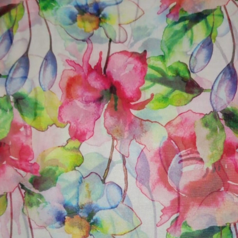 Floral Print On Habutai Satin S24 HSPS05