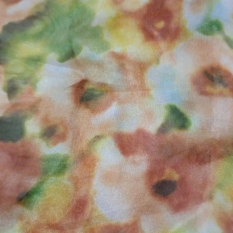 Tie Dye Floral Print On Habutai Satin S24 HSPS36