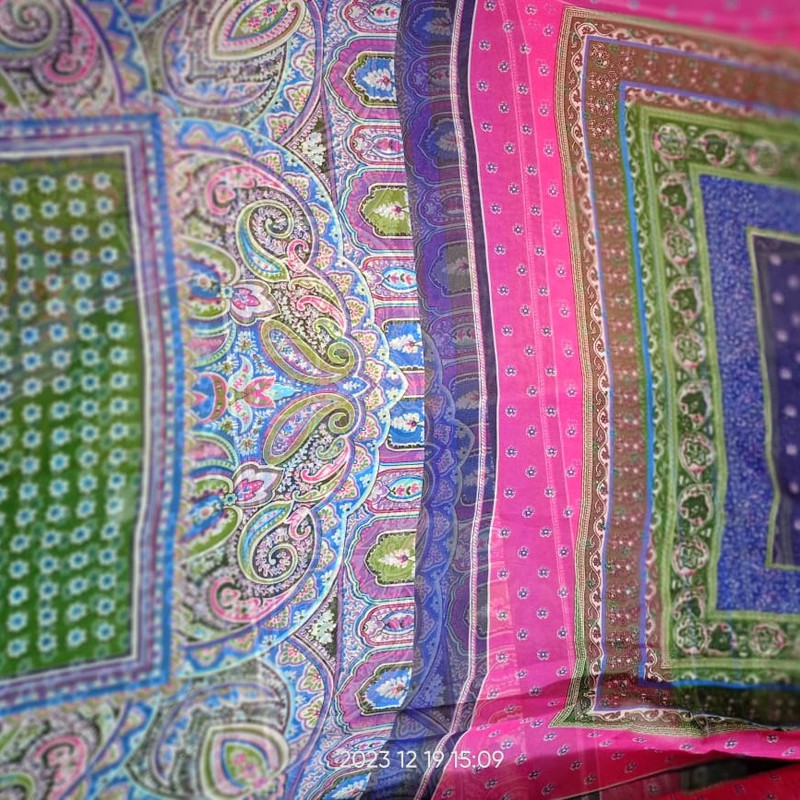 Border Print On Habutai Satin S24 HSPS51