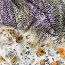 White Base Border Floral Print On Habutai Satin S24 HSPS78