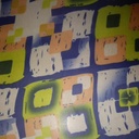 Multicolor Box Print On Habutai Satin S24 HSPS15