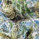 Green Base Blue Paisley Print On Habutai Satin S24 HSPS33