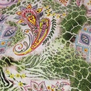 Green Base Abstract Pasiley Print On Habutai Satin S24 HSPS37