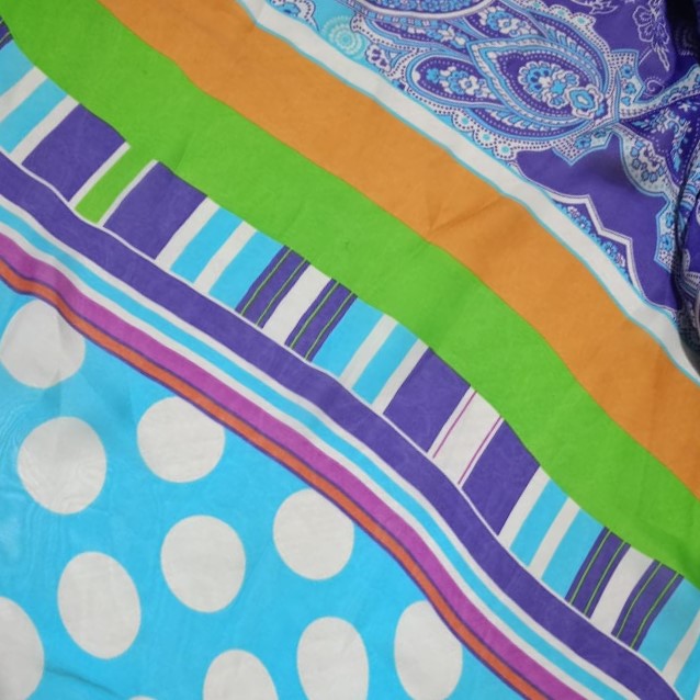 Orange Base Panel Print On Habutai Satin S24 HSPS44