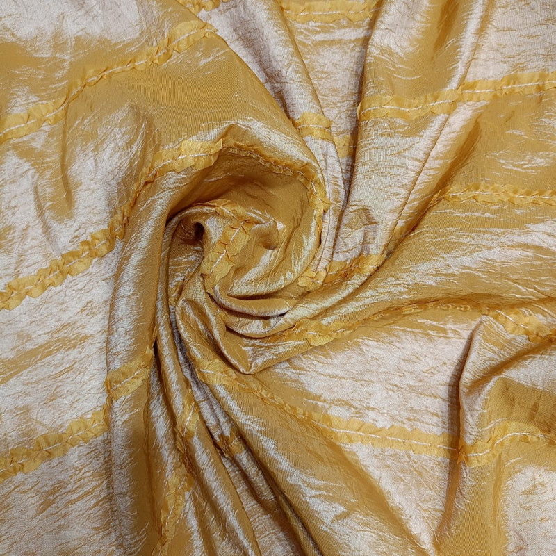 Patch Stripes Prints On Embroidered Taffeta