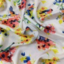 Multi Colour Flower Print On Habutai Satin S24 HSPS91