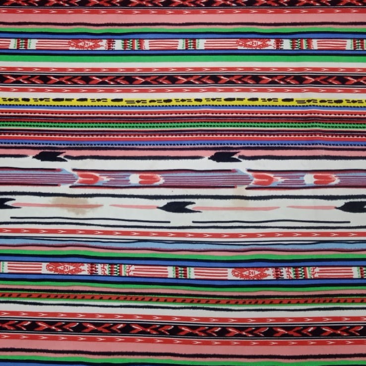 Multi Color Stripes Print On Poly Knitted S24 PKPS07