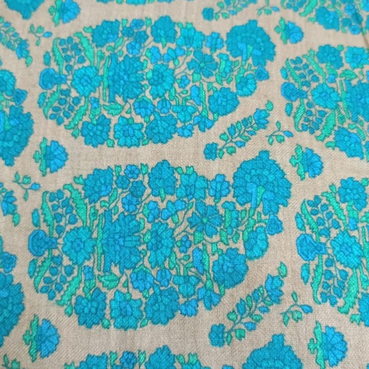 Green Flower Paisley  Print On Tussur Silk