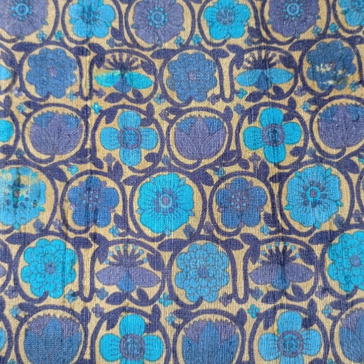 Voilet & Blue Base Print On Dupion Silk