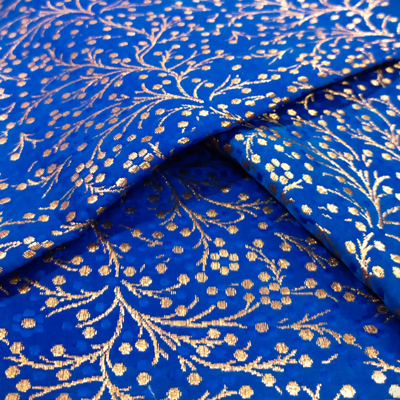 Royal Blue Print On Chinese Jacquard S24 CJPA06