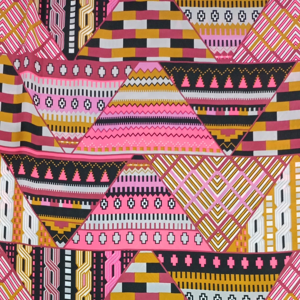 Neon Triangle Print On Habutai Satin S24 HSPS21