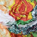 Orange & Red Rose Print On Habutai Satin S24 HSPS22