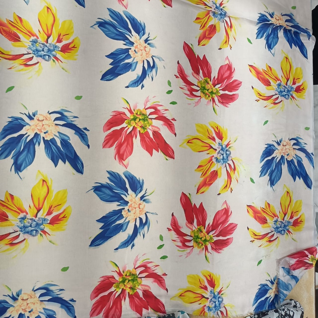 Multi Colour Flower Print On Habutai Satin S24 HSPS60
