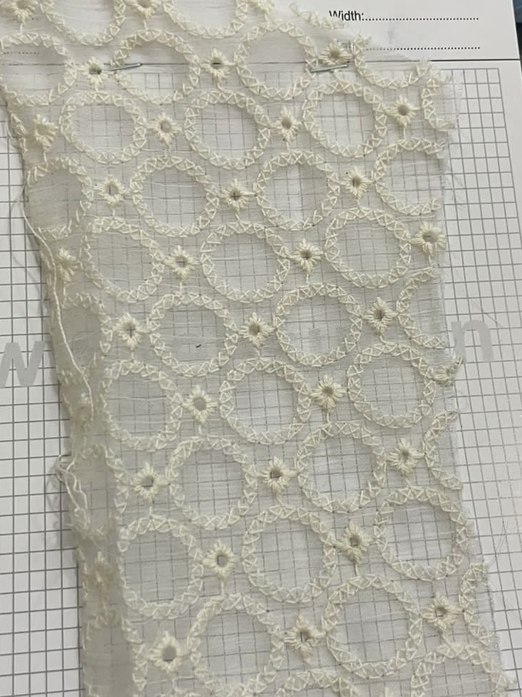 Embroidered (Circular) White Fabric