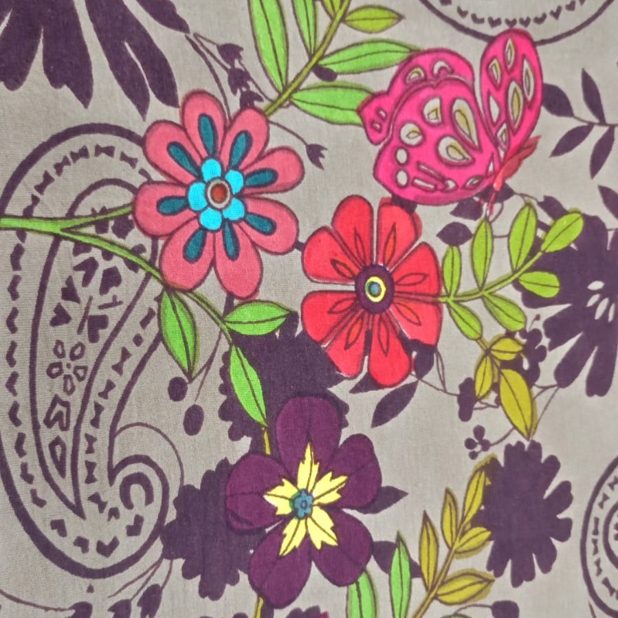 Paisley Flower Print On Cotton Knitted CKPS10