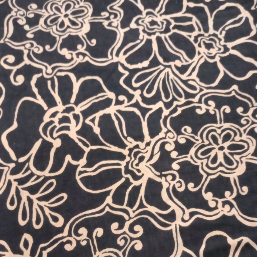 Black Base Flower Print On Cotton Knitted CKPS20