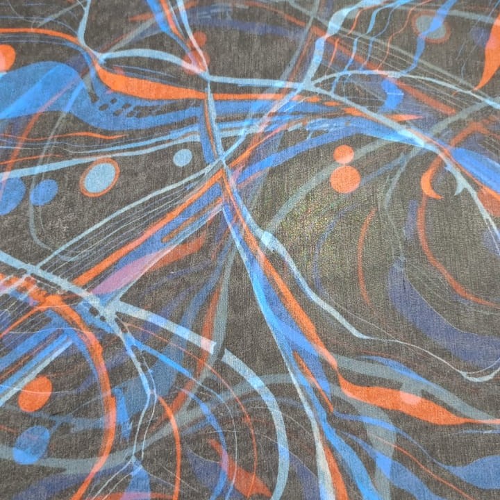 Black Base Thread Print On Silk Georgette SGPS19