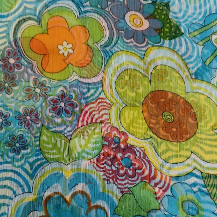 Multicolour Flower Print On Poly Chiffon PCPS04
