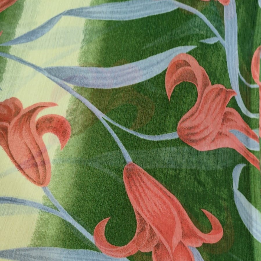 Lily Flower Print On Poly Chiffon PCPS08