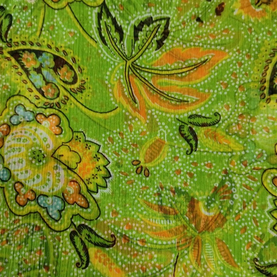 Green Base Garden Print On Poly Chiffon PCPS12