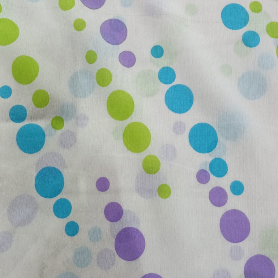White BAse Spots Print On Poly Chiffon PCPS29