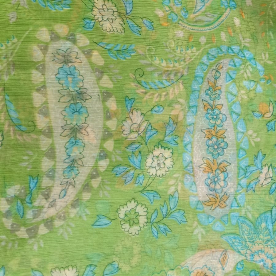 Green BAse Paisley Print On Poly Chiffon PCPS35