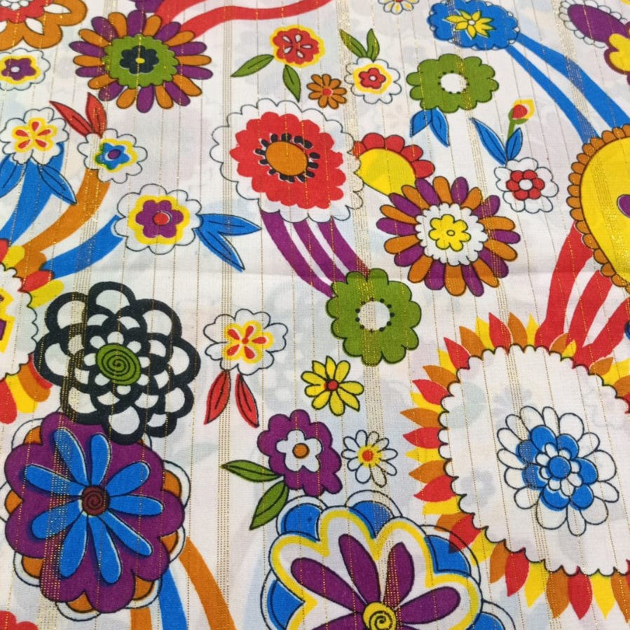 Multicolour Artwork Print On Poly Crepe Lurex PCLP01