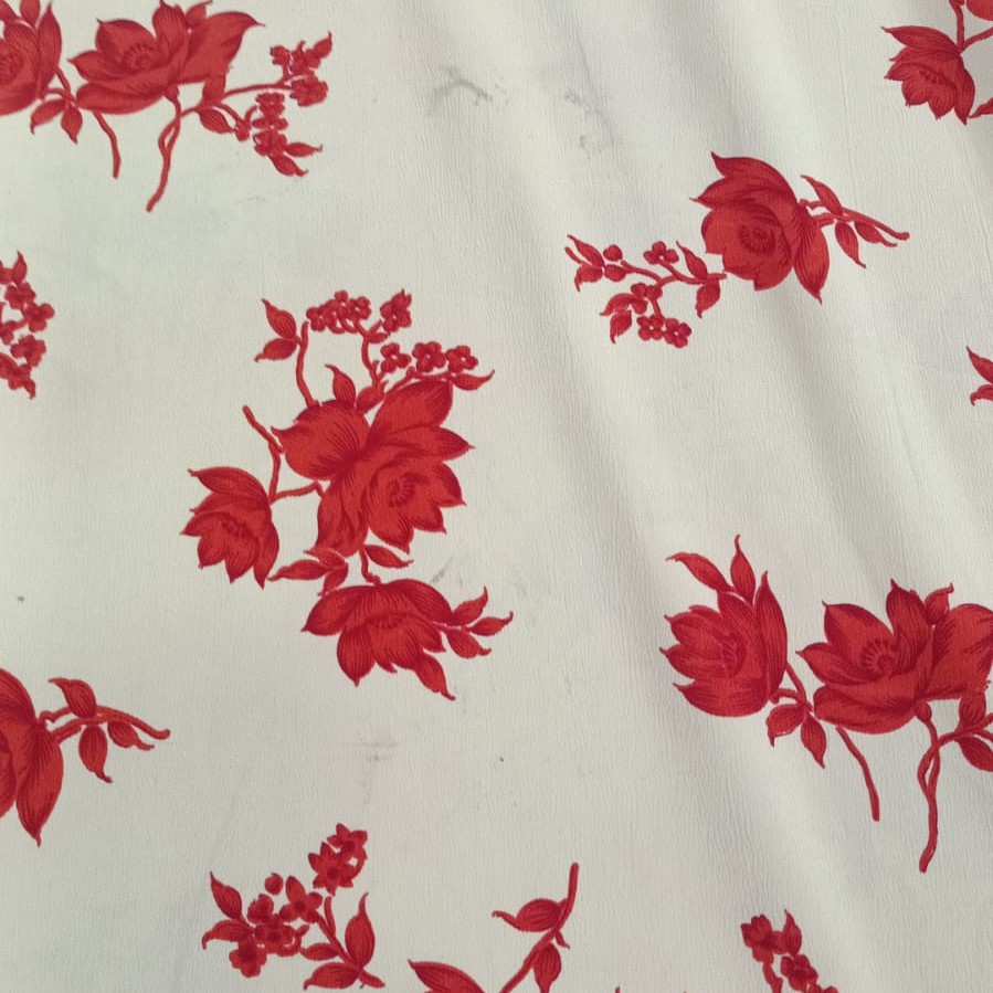 Red Roses Print On Poly Crepe (SS24) PCSP03