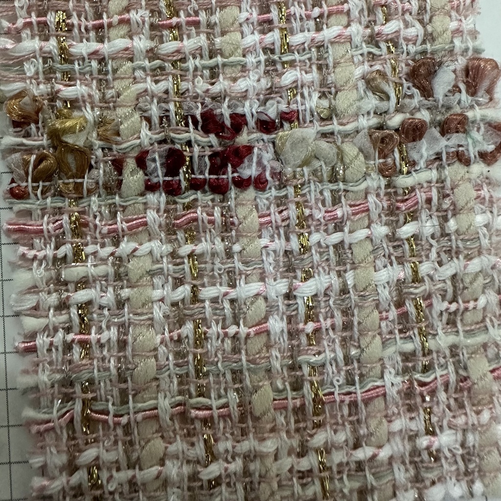 White Wine Gold Lurex Boucle Tweed 