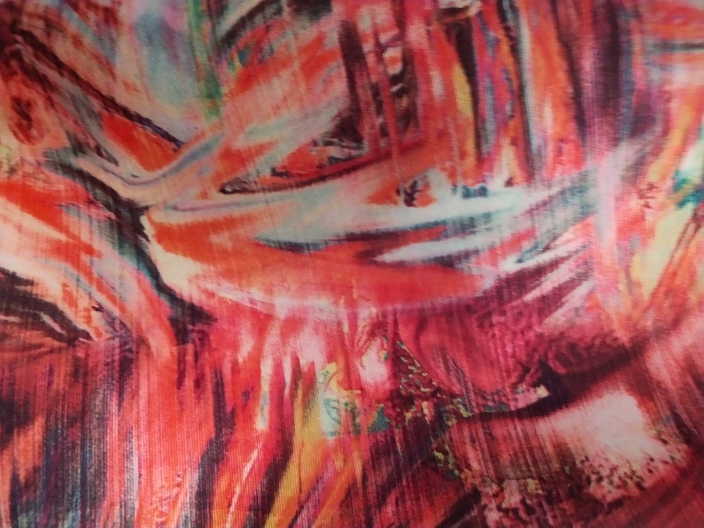 Abstract Red Thread Print On Neoprene NPPS03