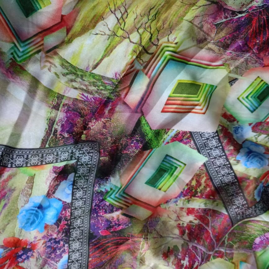 Multicolor Eye Print On Korean Satin (SS24) KSPS51