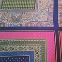 Blue & Green Pink Panel Print On korean Satin (SS24) KSPS84