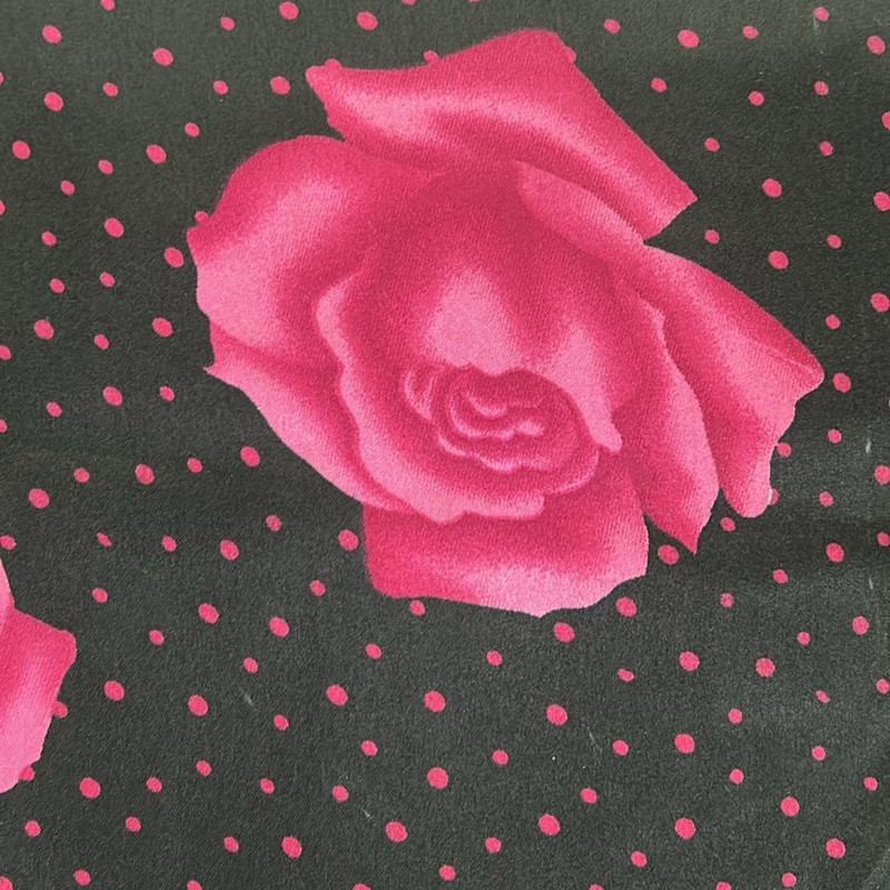 Flower Black Base Print On Poly Satin (SS25) SFCS28