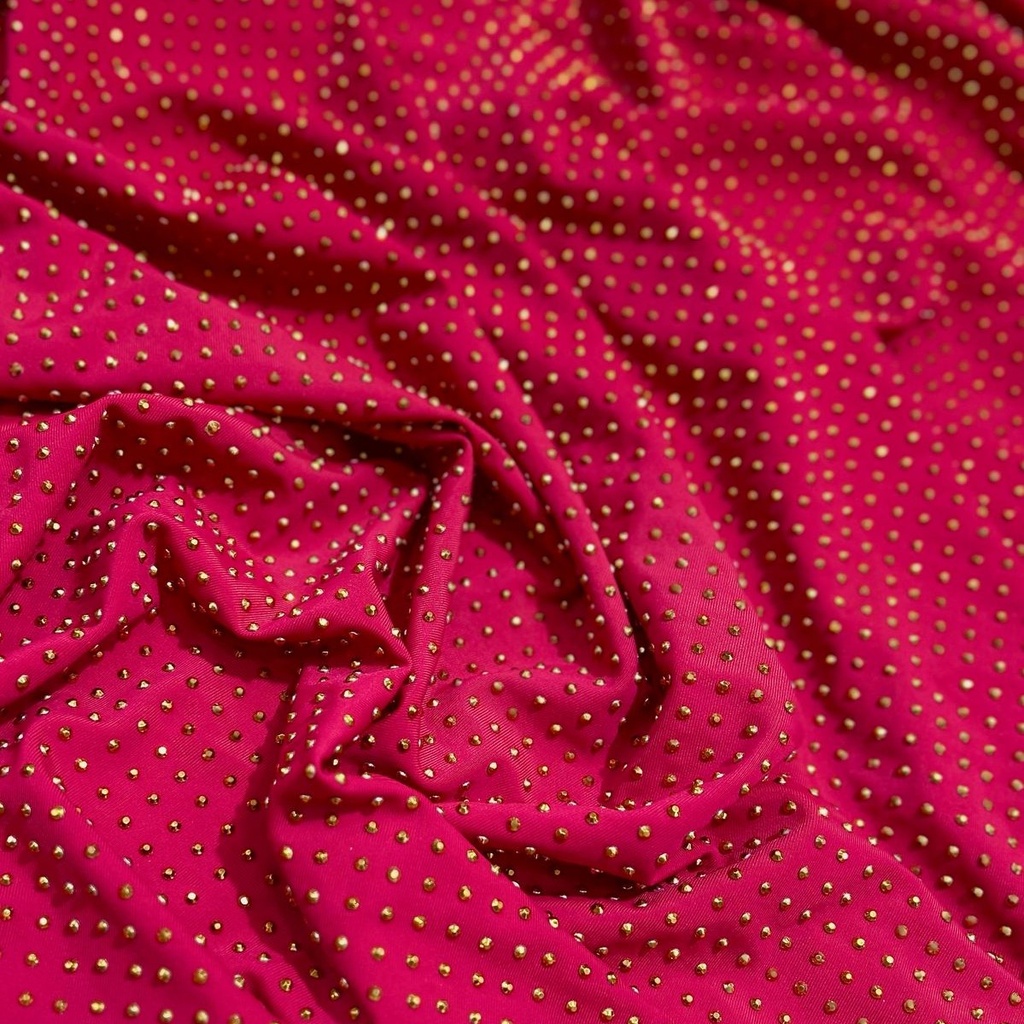 Gold On Red Rhinestone Fabric