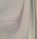 Rainbow On Light Grey Rhinestone Fabric 