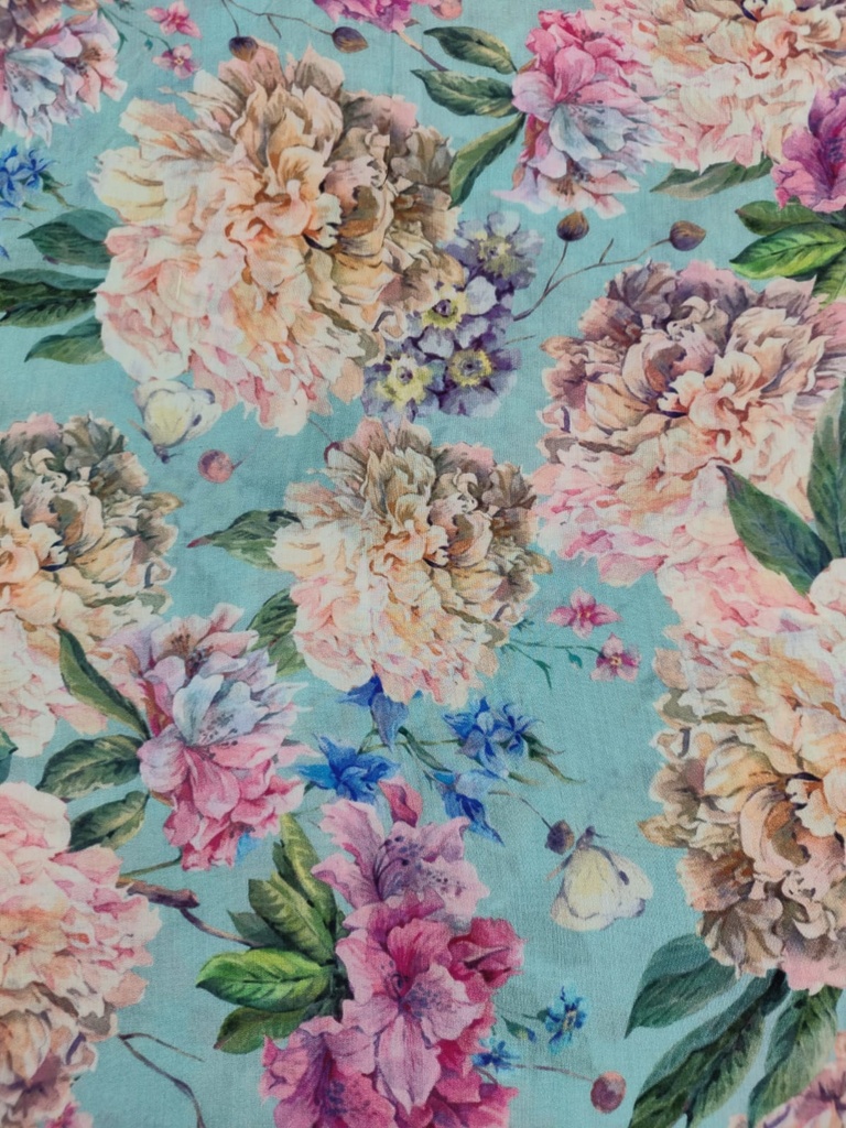 Big Floral Print On Shushi Voile