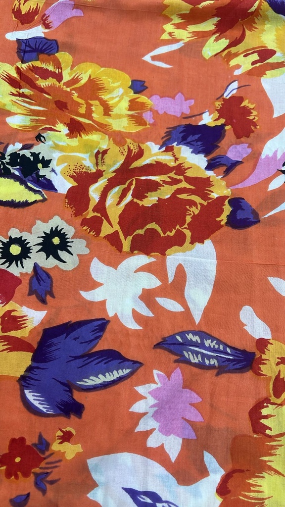 Floral Print On Cotton Cambric Fabric