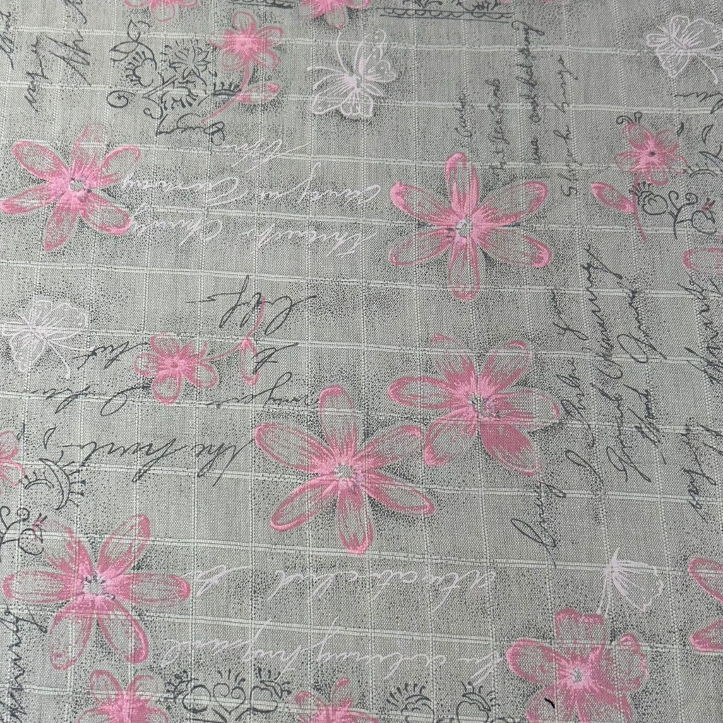 Grey Base On Flower Print Cotton Checks