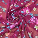 Mulberry Plum Floral Print On 3D Net S24 3DPS15