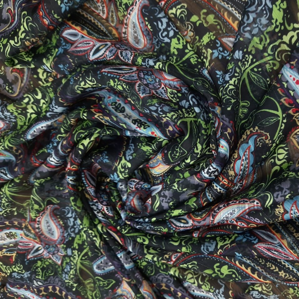 Tanzanian Forest Print on Chiffon Lurex