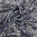Indigo Paisley Print on Chiffon Lurex