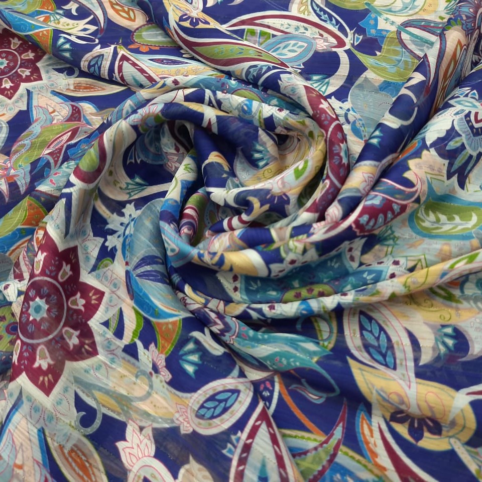 Nargis Valley Print on Chiffon Lurex