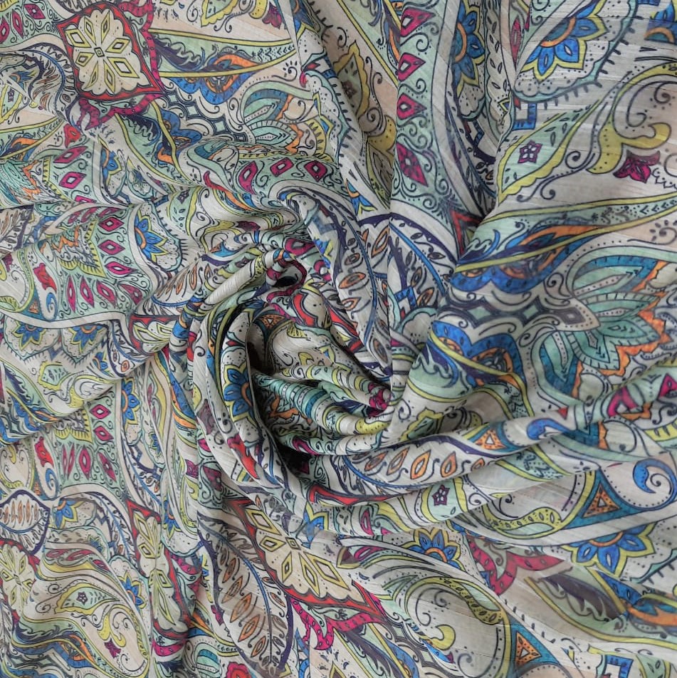 Boho Mandala Art Print on Chiffon Lurex