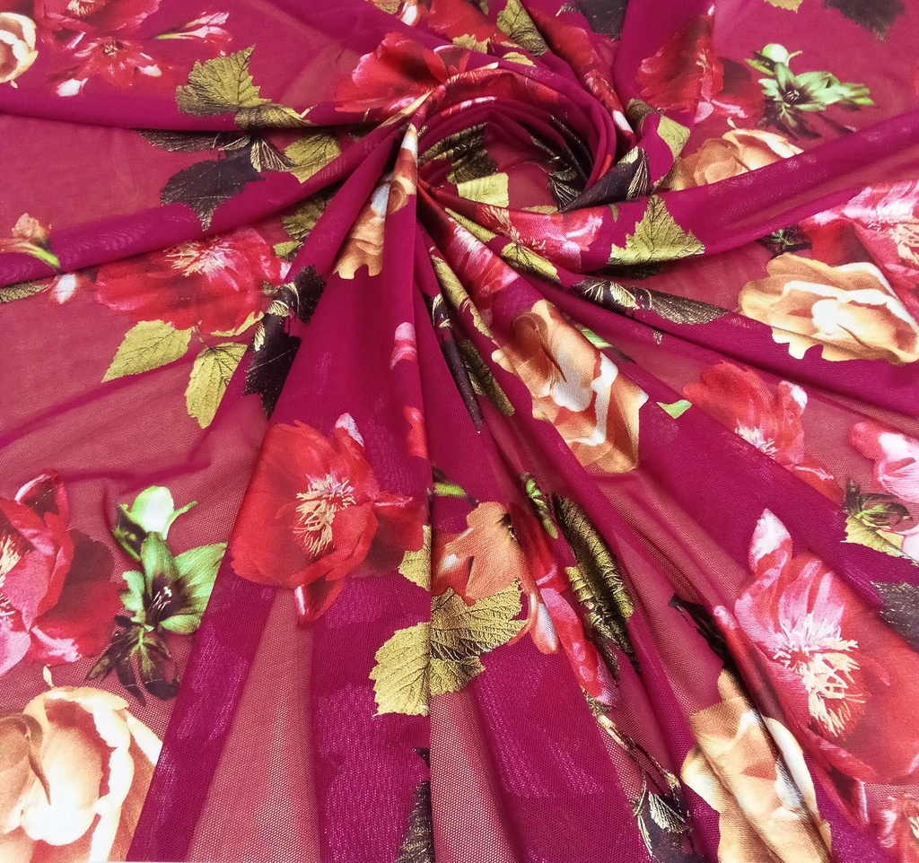 Bloody Mary Floral Print on 3D Net S24 3DPS02