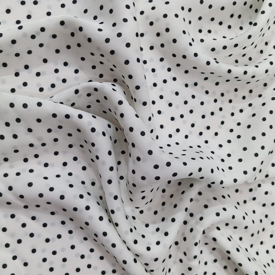 Classic (Black) Polka Dots Print On Twill Satin (SS24) TSPS20