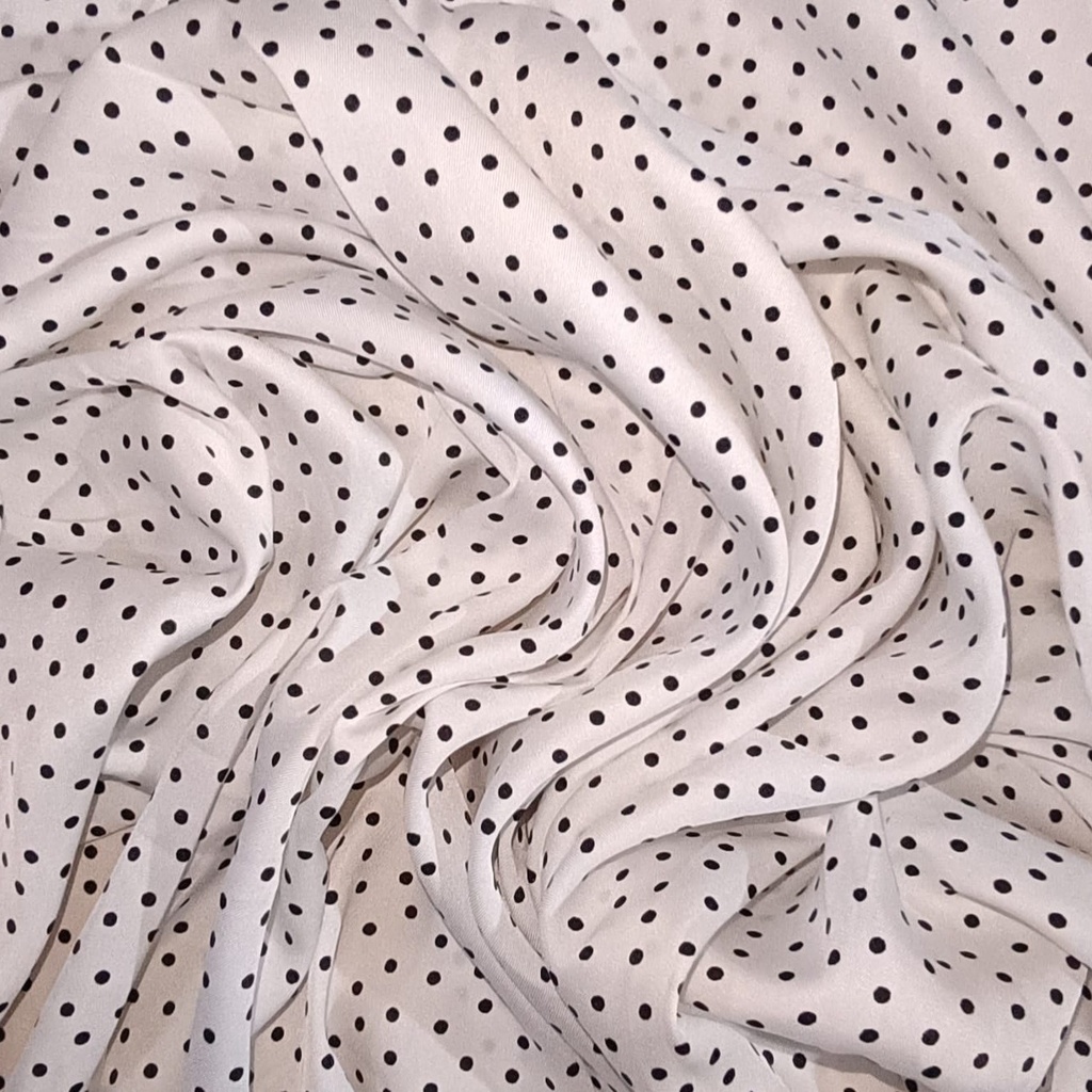 Classic (Black) Polka Dots Print On Twill Satin (SS24) TSPS20