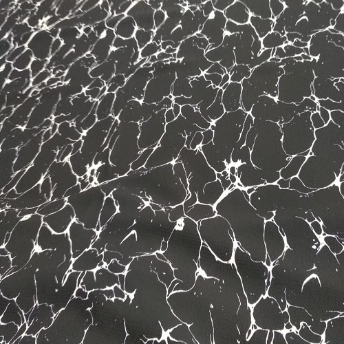 Black And White Marble Print On Snake Crepe S23 SCPS20